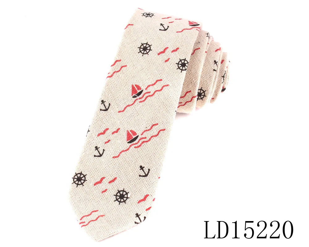Nouvelles cravates imprimées de créateur, cravates étroites décontractées pour hommes, cravates en coton floral de fête hip-hop, cravate fine