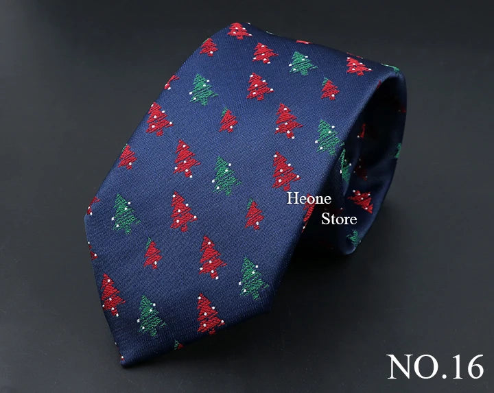 Classic Red Blue Christmas Tie For Men Father Festival Gift Santa Claus Snowman Tree Snowflake Elk Necktie Skinny 7cm Accessory