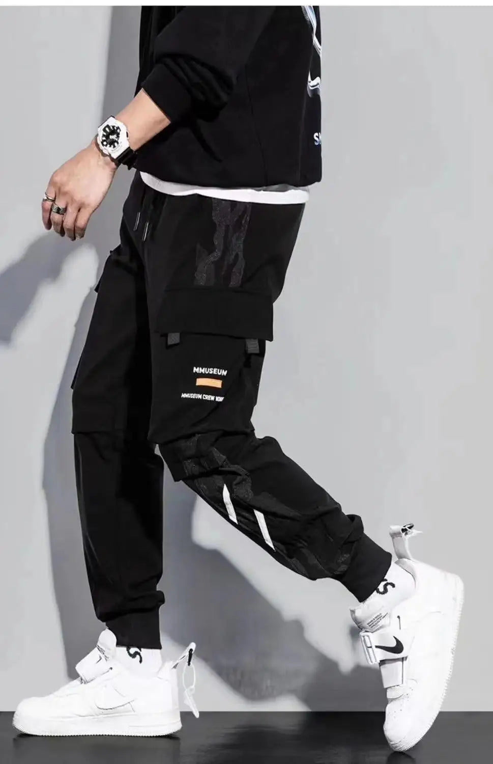 Pantalon cargo classique décontracté pour homme, style streetwear, avec rubans, style jogging, coupe slim, multi-poches, pour femme, J5