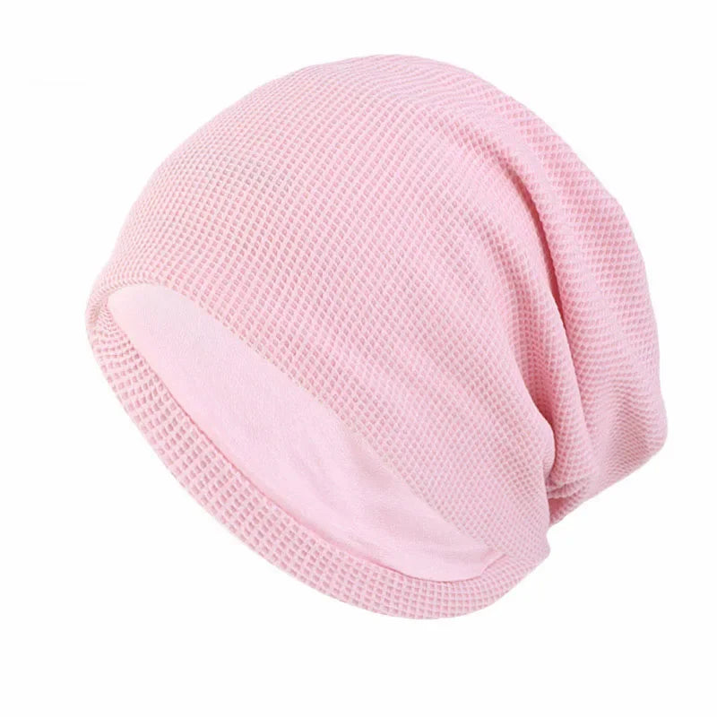 Unisex Men Women Beanie Cotton Night Sleep Cap Bonnet Chemo Hat Headwear Turban Baggy Hair Care Nightcap Pullover Hat Solid Colo