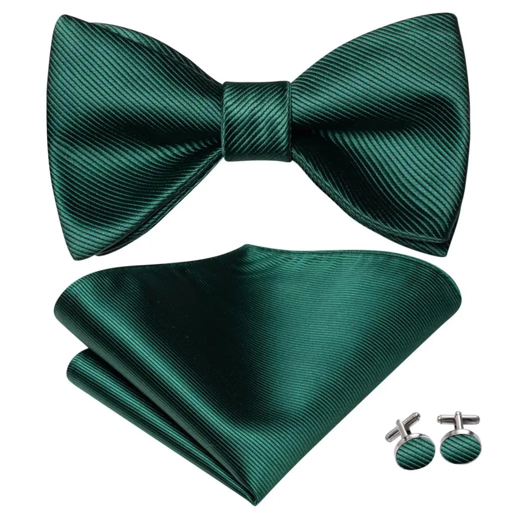 Hi-Tie Ensemble nœud papillon en soie pour homme, mouchoir et boutons de manchette, bleu, rouge, or, noir, blanc, jacquard, nœud papillon, mariage, affaires