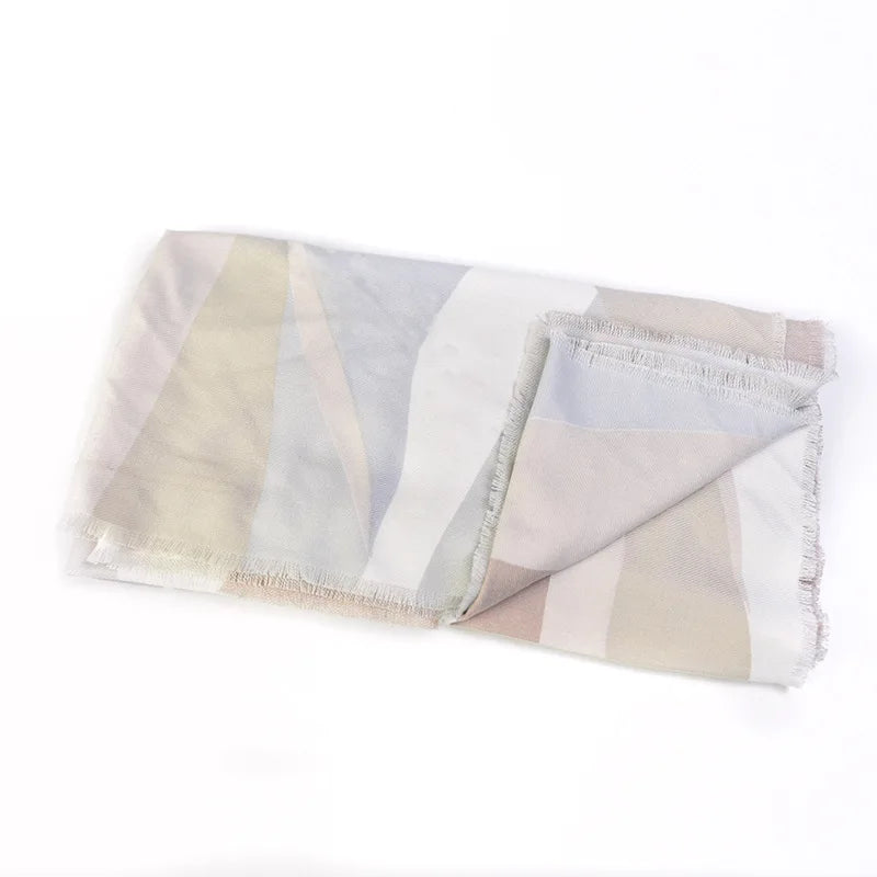 Women's Winter Scarf Wool Scarves Warm Foulard Shawl for Female Wraps Plus Size Pashmina Artistic Pattern Print Bufanda