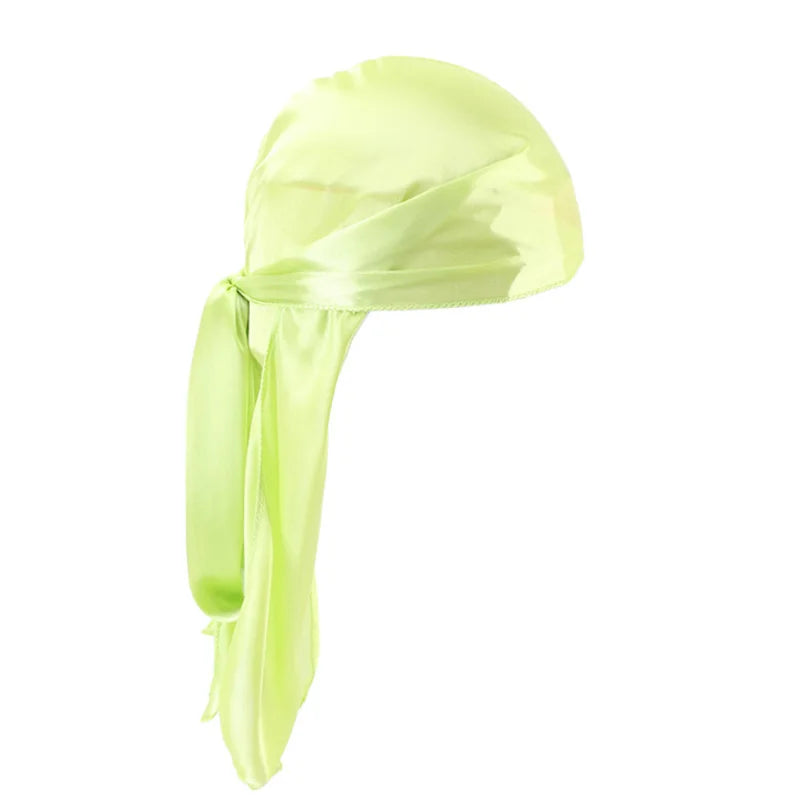 Unisex Silky Long Tail Durag Pirate Hat Turban Fashion Headwraps Cap Bandana Women Men Headwear Caps Hijab Hair Accessories 