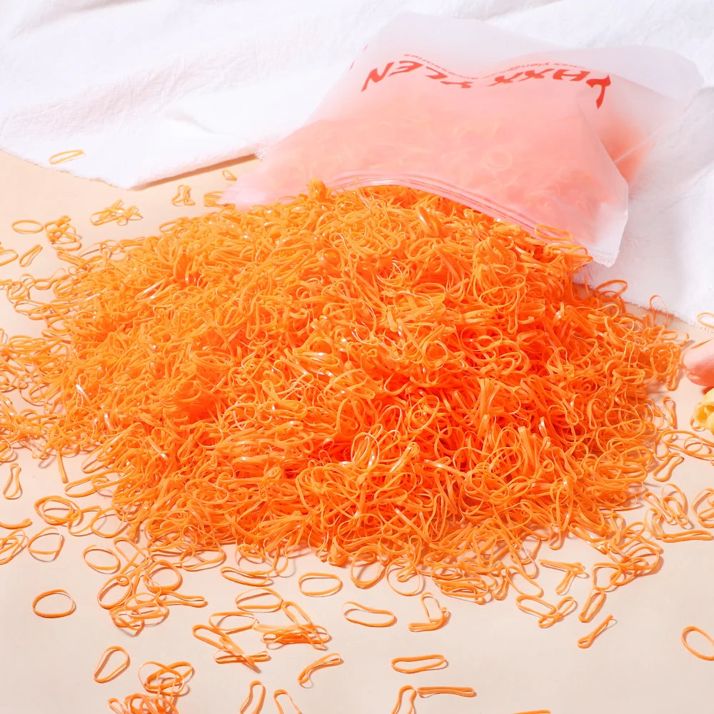 Lot de 1 000 élastiques à cheveux jetables colorés pour filles, accessoires pour cheveux, élastiques pour queue de cheval