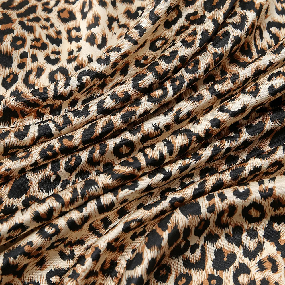 BOHOWAII Modischer Leopardenschal, Hijab-Schal, Seidengefühl, Haargummis, quadratische Satin-Turbane, Geparden-Tierdruck, Kopfwickelschals