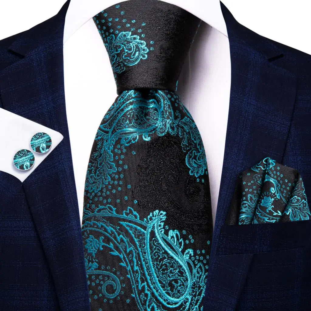 Hi-Tie Cravate de mariage en soie pour homme, motif cachemire, couleur unie, rose, corail, design tendance, qualité, mouchoir, bouton de manchette, fête d'affaires