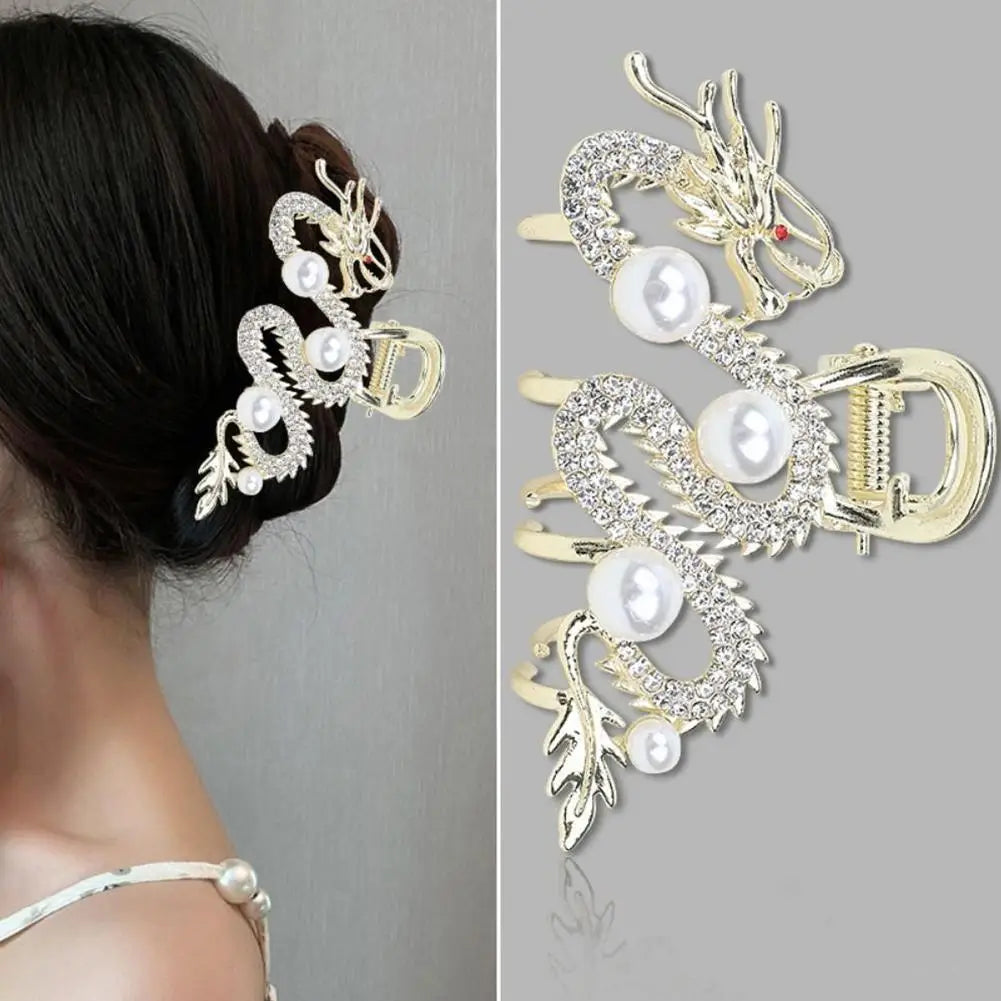 Épingle à cheveux dragon bleu avec perle pour femme, pince à cheveux simple, pince requin, mode, tempérament, accessoires pour cheveux simples