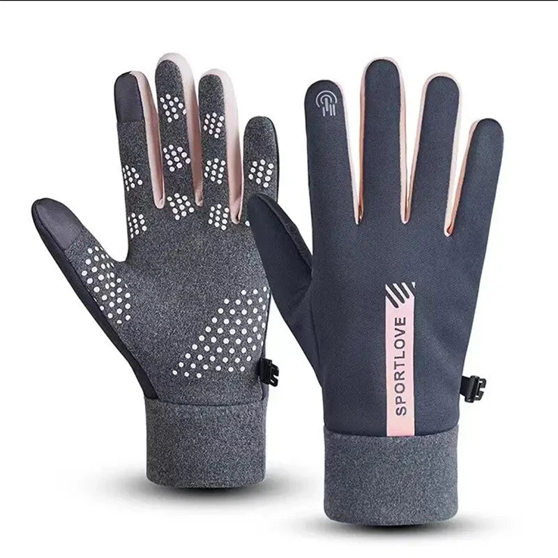 Womens Autumn and Winter Sports Warm Gloves Waterproof and Anti Slip Cycling Gloves Wind and Cold Resistant Outdoor Activity Glo