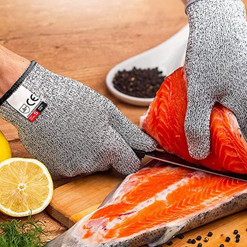 Schnittfeste Handschuhe aus HPPE der Klasse 5 für die Küche und den Garten, schnittfeste Strickhandschuhe, dornensicher, verschleißfest, Schneidehandschuhe für Glasbau