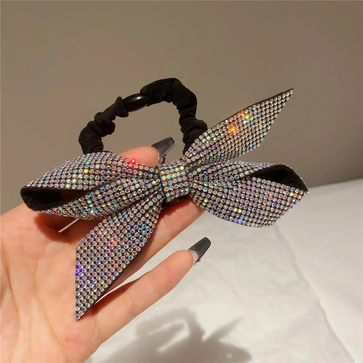 Élastiques à cheveux coréens en forme de nœud pour femmes et filles, en cristal brillant, pour queue de cheval, bandeaux en caoutchouc, accessoires pour cheveux i-Remiel