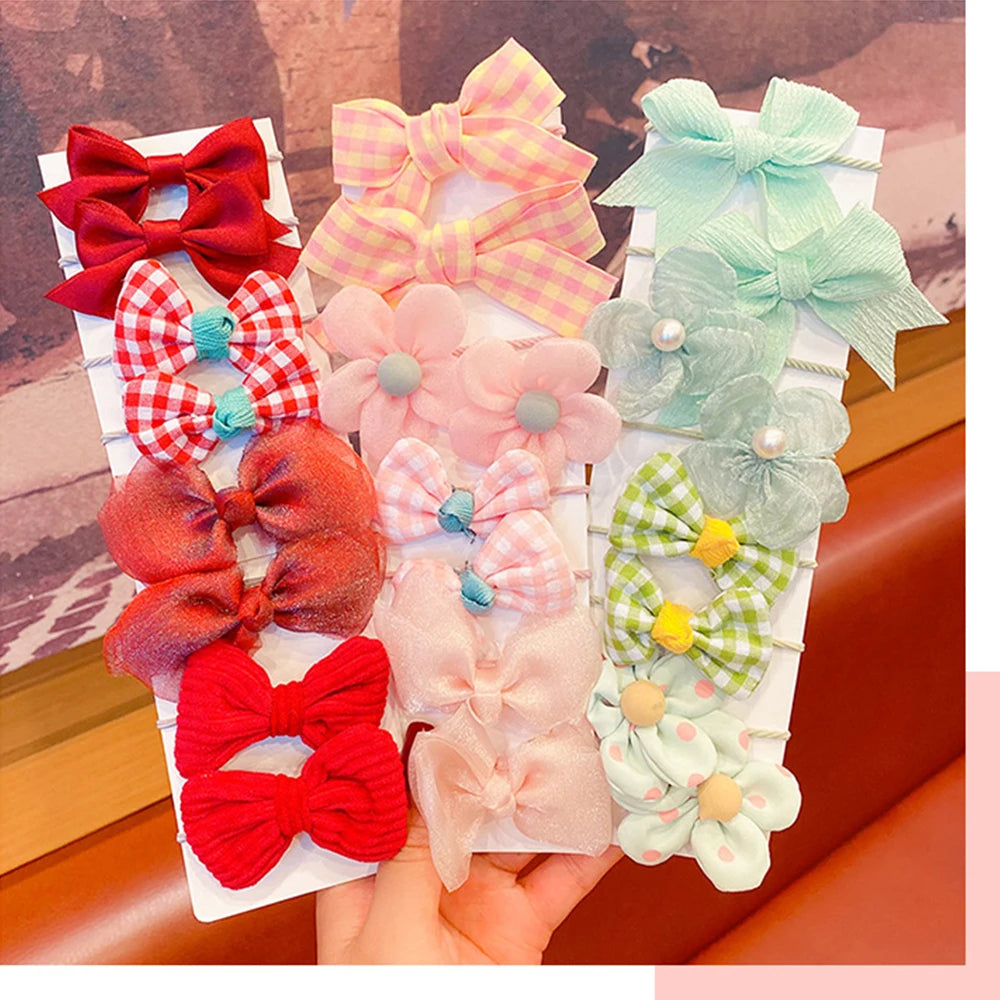 Lot de 10 élastiques à cheveux en forme de nœud floral pour filles et enfants, jolis élastiques colorés à faire soi-même, accessoires pour cheveux