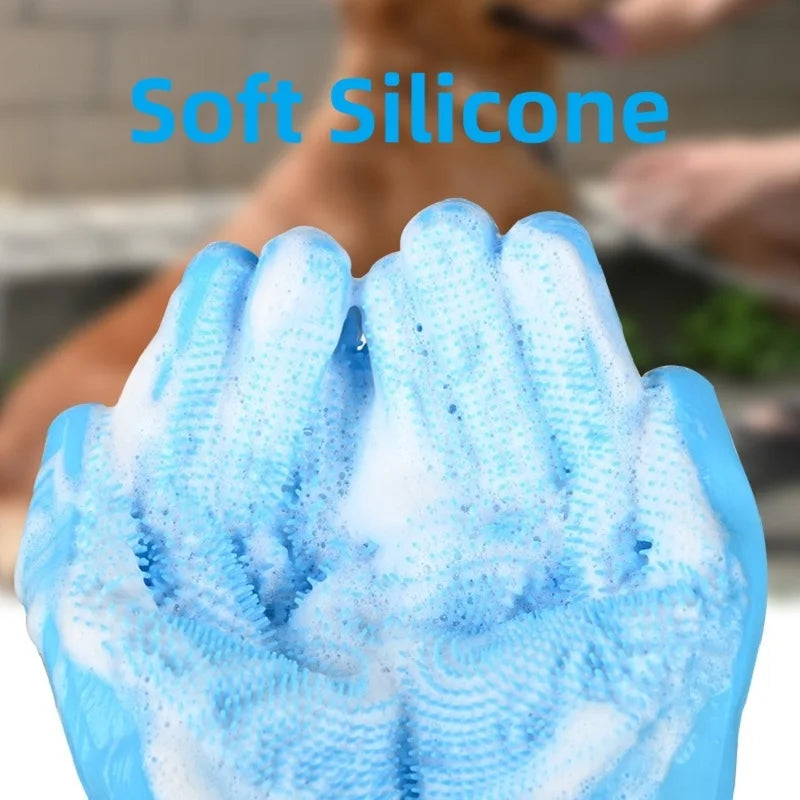 Reinigungshandschuhe für die Tierpflege, Badehandschuh für Hunde und Katzen, indirekter Shampoo-Gel-Schrubber, sauberer weicher Silikonhandschuh, Hand- und Hautschutz