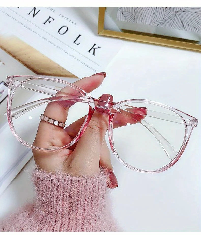 2/3PCS Blue Light Blocking Glasses - Fashion Oversized Frame Glasses Round Eyeglasses, Computer Gaming Glasses for Women/Men