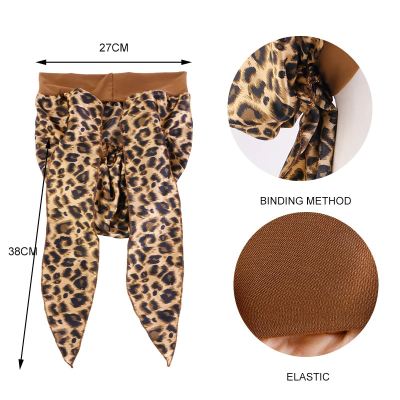 Chapeau turban en satin imprimé pour femme, extensible, à larges bords, tendance, pré-noué, enveloppant, décontracté, style pirate