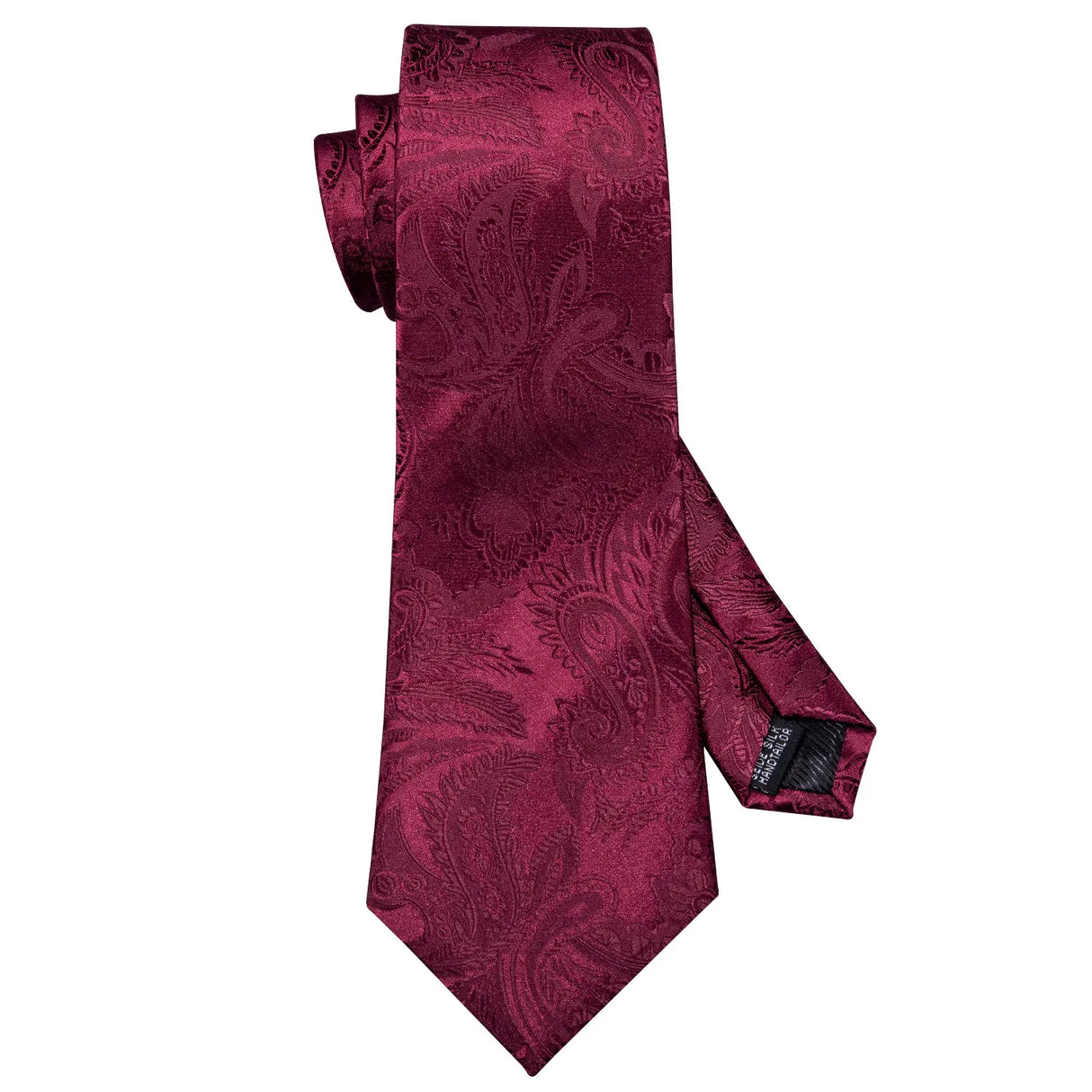 Barry.Wang Ensemble cravate et boutons de manchette en soie pour homme, motif jacquard, rouge, bordeaux, rose, pour mariage, affaires, fête