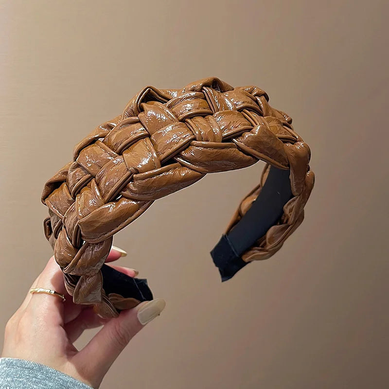 4.5-5CM Stunning Wide Women Headpiece Satin Cloth Braided Headbands for Woman Ladies Daily Shopping Party Head Hoop Accessories