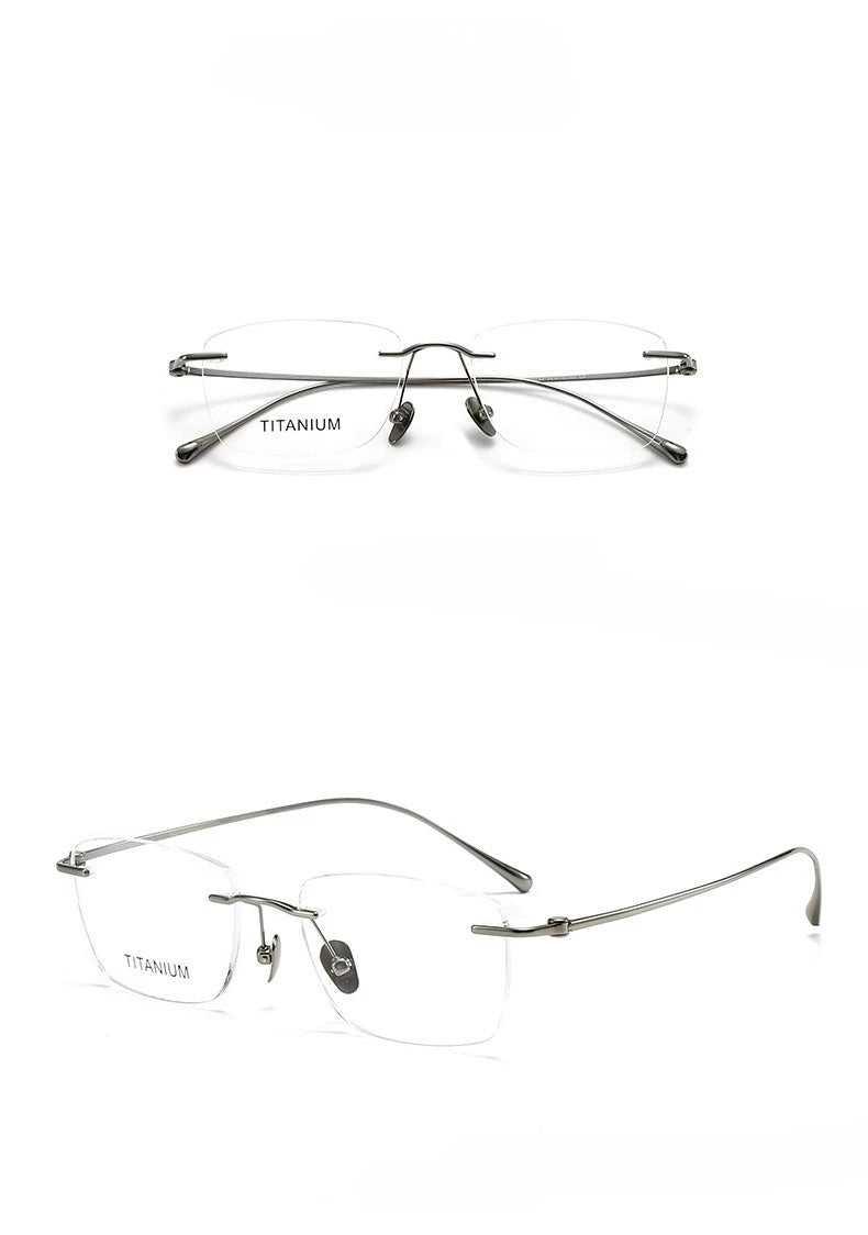 Fashionable and Simple Frameless Titanium Alloy Business Men's Glasses Personalized High-quality Women's Frames Suitable Myopia