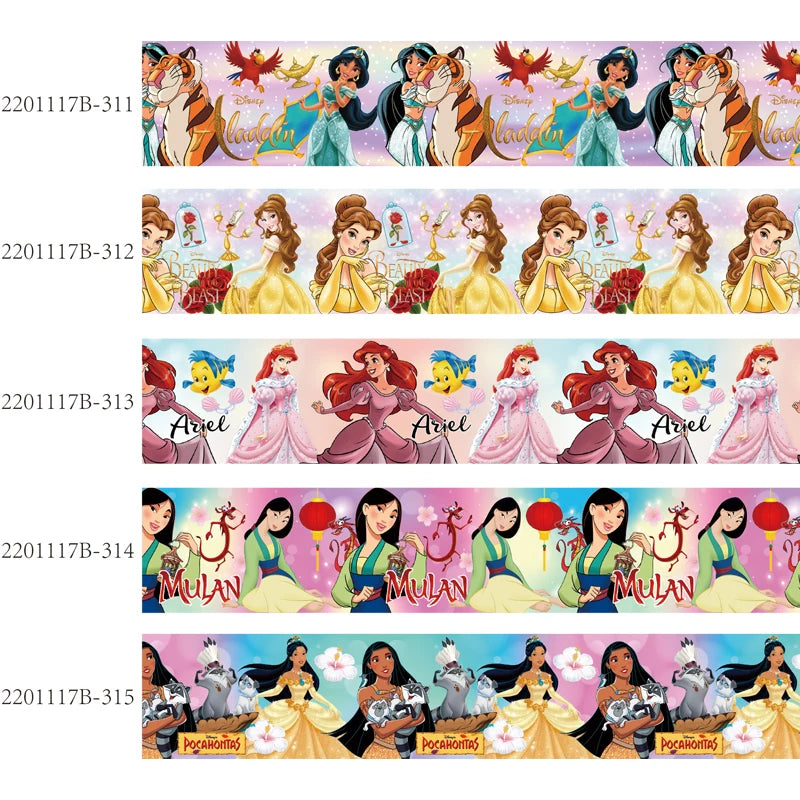 DIY 10yards Disney Princess Ribbons Grosgrain Printed for Bows Craft Supplies Decoration Handmade Materials