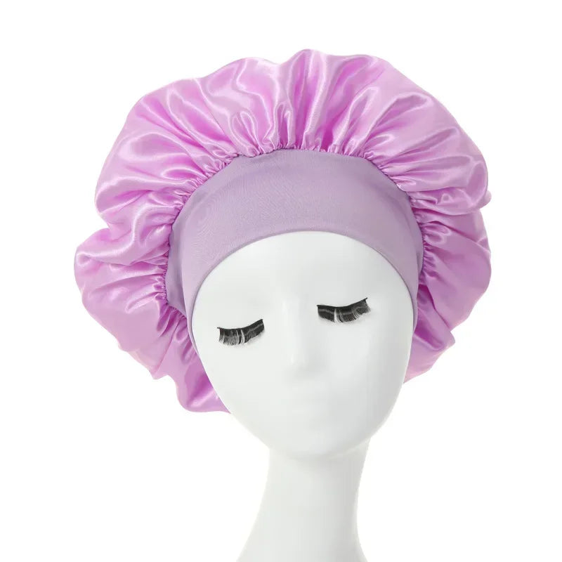 High Elastic Satin Solid Sleeping Hat 1Pcs Hair Care Bonnet Nightcap Multi-color Reusable Women Home Sleeping Cap Accessories