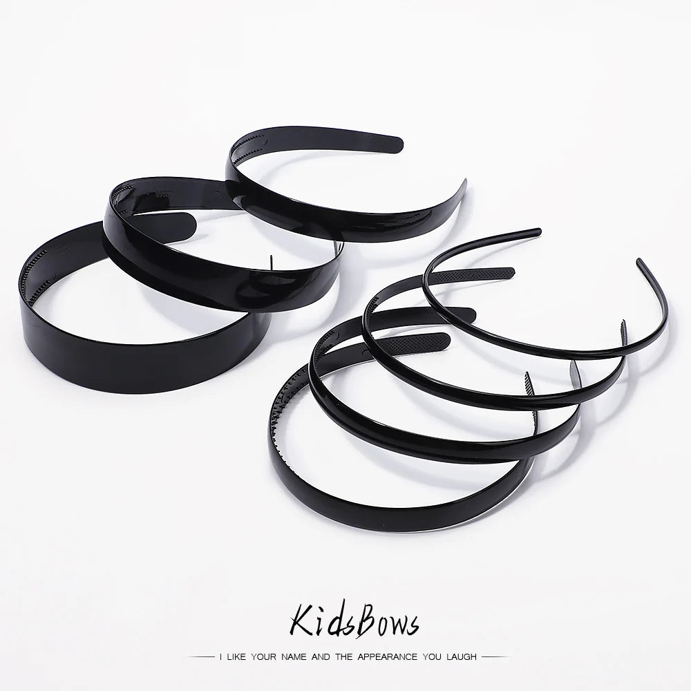 1 Piece Simple Women Headbands Fashion Head Band for Girls Solid Black Color Casual Hair Accessories Plastic Headbans Wholesale