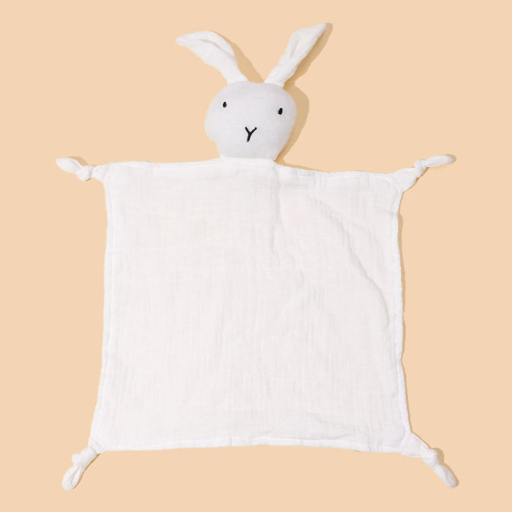 Serviette douce et apaisante pour bébé en pur coton, bavoir en forme de lapin mignon, serviette réconfortante pour bébé, serviette pour le visage de bébé en forme de lapin, mouchoir, jouet pour bébé et fille