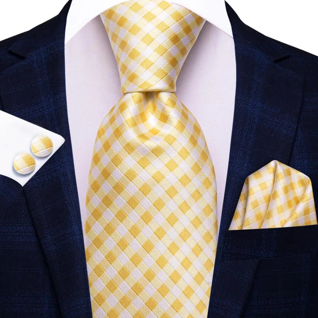 Hi-Tie Cravate de mariage en soie à motif floral, couleur champagne ivoire massif, pour homme, de qualité, avec boutons de manchette, tendance, pour entreprise, livraison directe