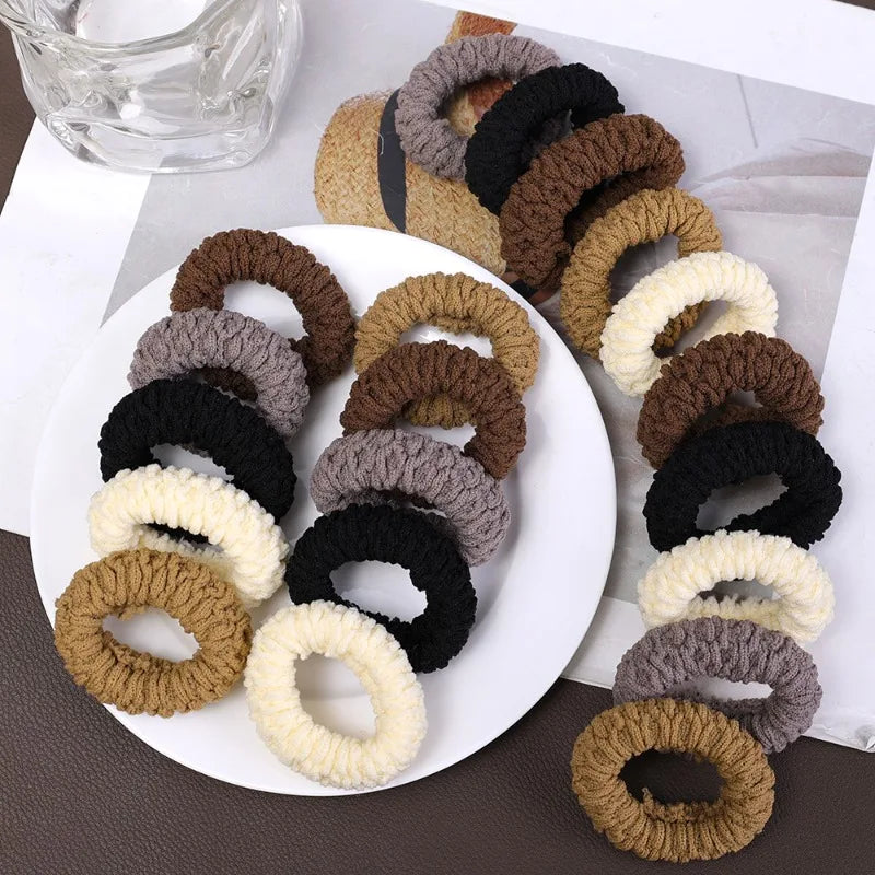 High Elastic Hair Rope Towel Pleated Scrunchie Thicken High Ponytail Holders Rubber Band Elastic Women Hair Ring Hair Accessory