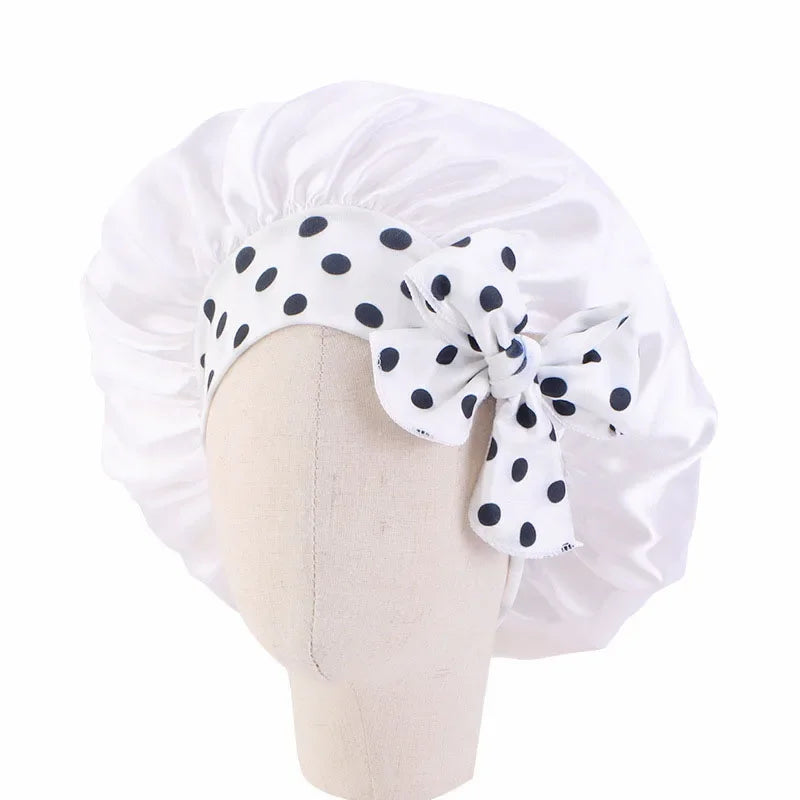 Bonnet de nuit pour enfants et filles, imprimé floral, bonnet de nuit en satin, turban, bonnet de nuit pour enfants, bonnet de soins capillaires, bonnet de nuit