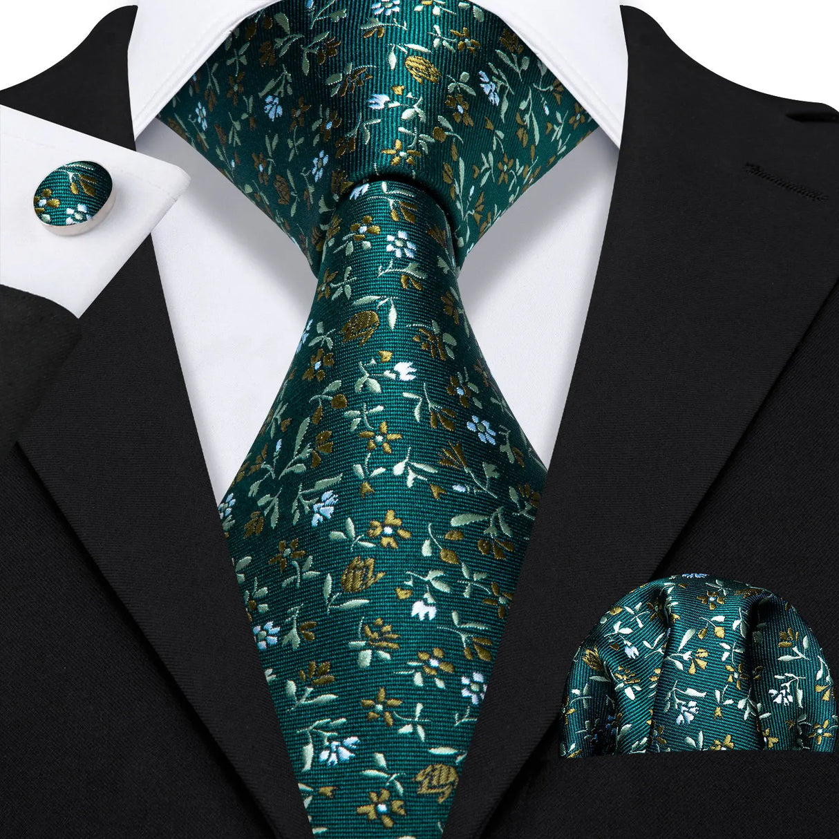 Ensemble élégant de cravates et boutons de manchette en soie à fleurs multiples pour homme, cravate jacquard à fleurs pour mariage, entreprise, fête, événement, Barry.Wang