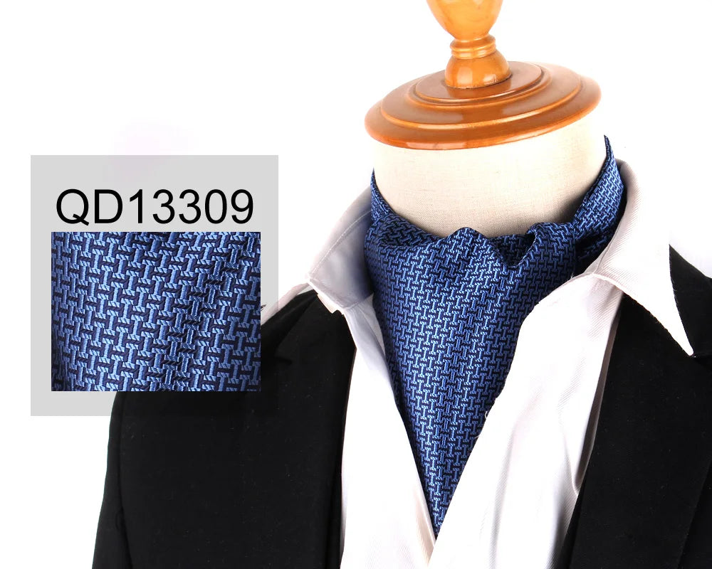 Ascot Tie Cravat Luxury Mens dots Neck Tie Self Tie for Men Wedding Necktie