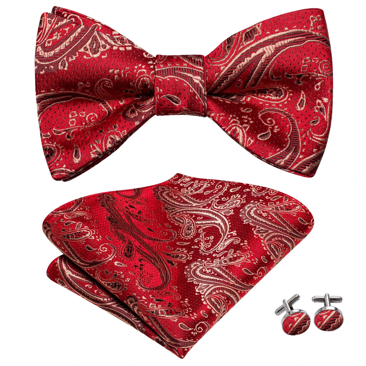 Dropshipping Jacquard Silk Mens Self Bow Tie Hanky Cufflinks Set Male Butterfly Knot Bowtie Wholesale for Male Wedding Business