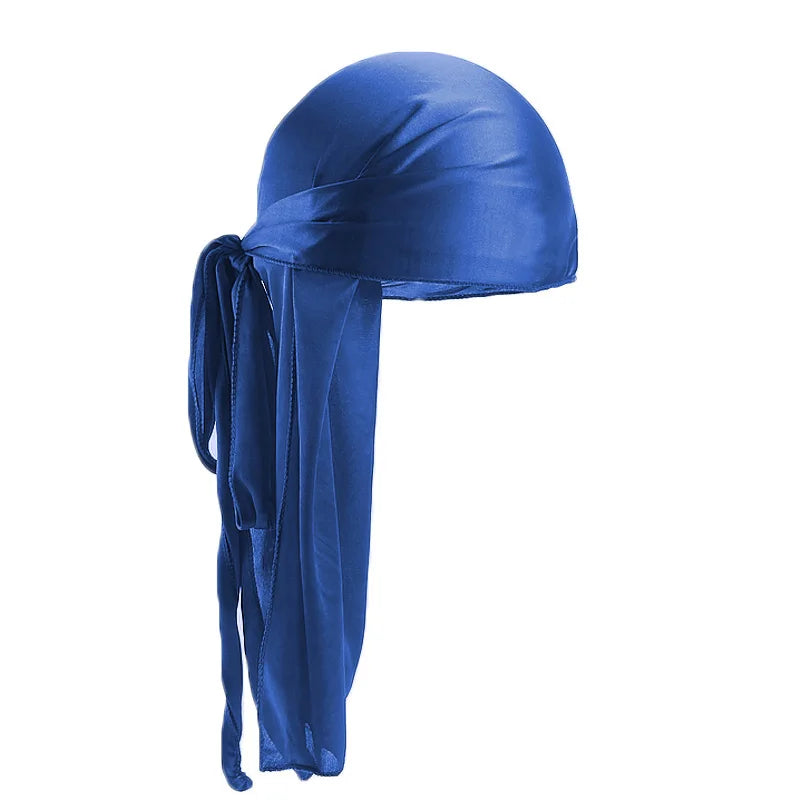 Unisex Silky Long Tail Durag Pirate Hat Turban Fashion Headwraps Cap Bandana Women Men Headwear Caps Hijab Hair Accessories 