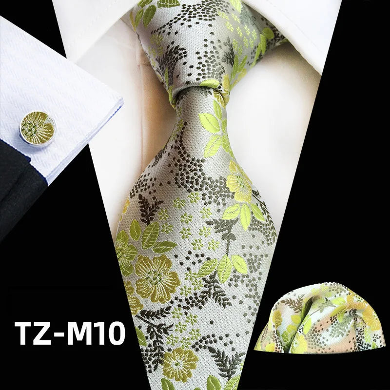 Ensemble de cravates en soie rose floral pour hommes, ensemble de cravates de fête de mariage, mouchoir, broche, boutons de manchette, accessoires pour hommes de haute qualité Gravata