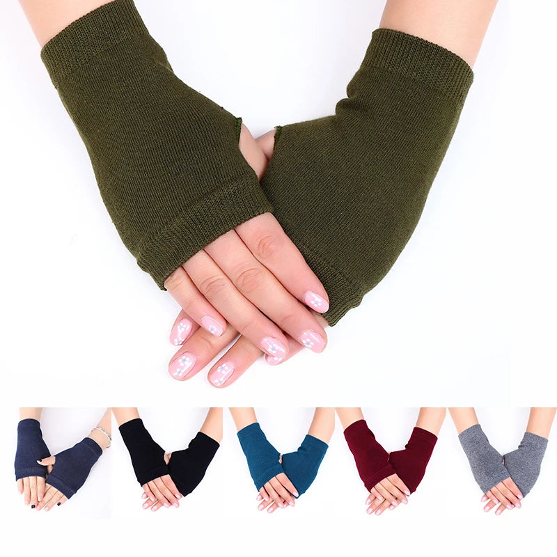 Fingerlose Einfarbige Handschuhe Frauen Fäustlinge Winter Wärmer Gestrickte Ärmel Feine Casual Weiche Mädchen Goth Kleidung Punk Gothic Handschuh