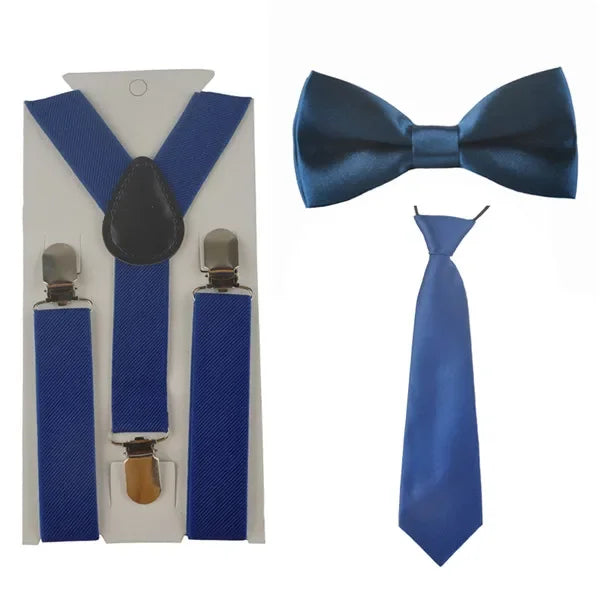 Fashion 3PCS School Boys girls Children Kids brace elastic Suspenders for shirt suspensorio Tie Bowties butterfly Set TR0001