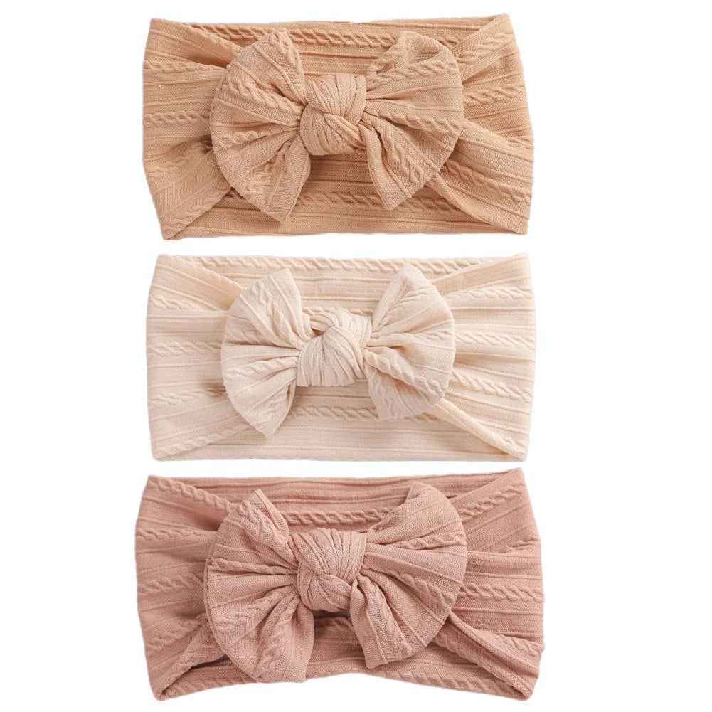 Lot de 3 bandeaux élastiques et doux pour bébé, jolis nœuds, accessoires pour cheveux