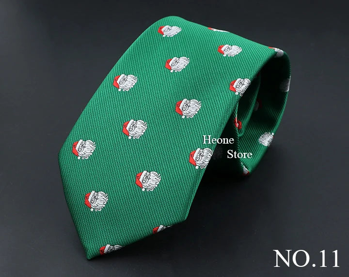 Classic Red Blue Christmas Tie For Men Father Festival Gift Santa Claus Snowman Tree Snowflake Elk Necktie Skinny 7cm Accessory