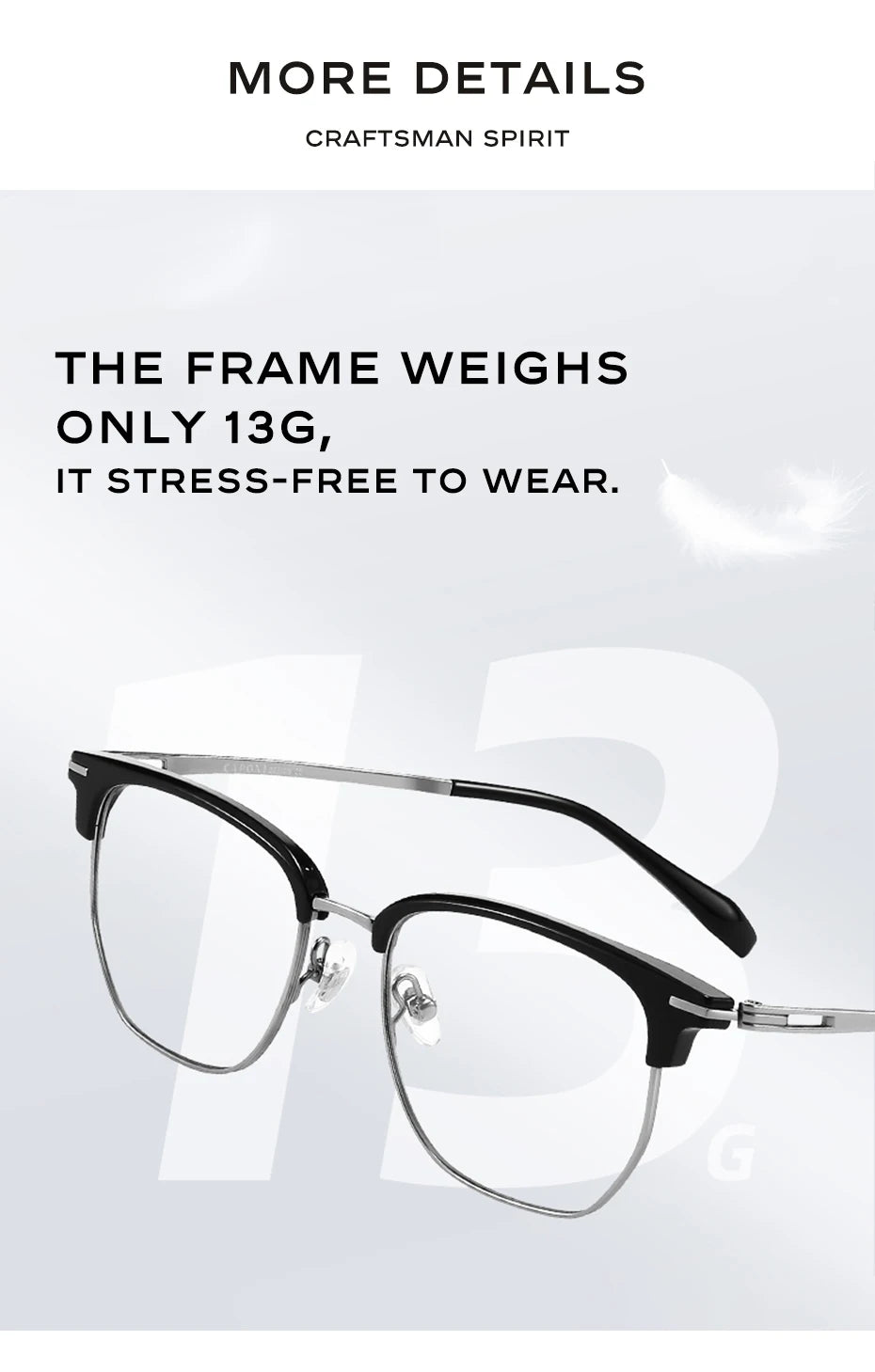 CAPONI Original Designer Men Glasses Frames Pure Titanium Business Eyewear Anti Blue Light Multifunctional Frame Glasses J23615