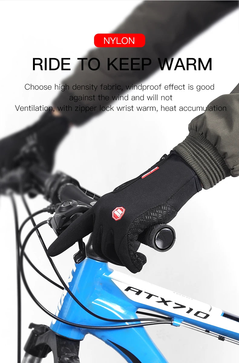 Autumn Winter Motorbike Gloves Men Women Windproof Anti-slip Touchscreen Fleece Keep Warm for Work Gloves Men Sports Bike Black
