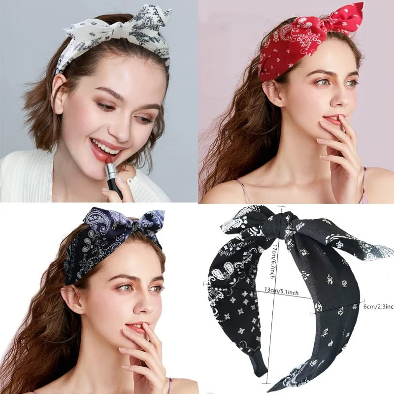 Bow Wide Brimmed Head Hoop For Women Boho Women Soft Solid Print Headbands Cross Knot Elastic Hair Hoop Vintage Headwear New