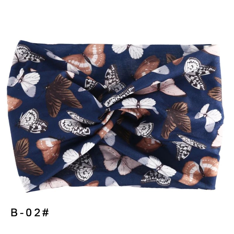 Printed Wide Elastic Headband Pilates Yoga Running Cycling Hairband Turban Makeup Hair Hoop Makeup Headwrap for Women Girl