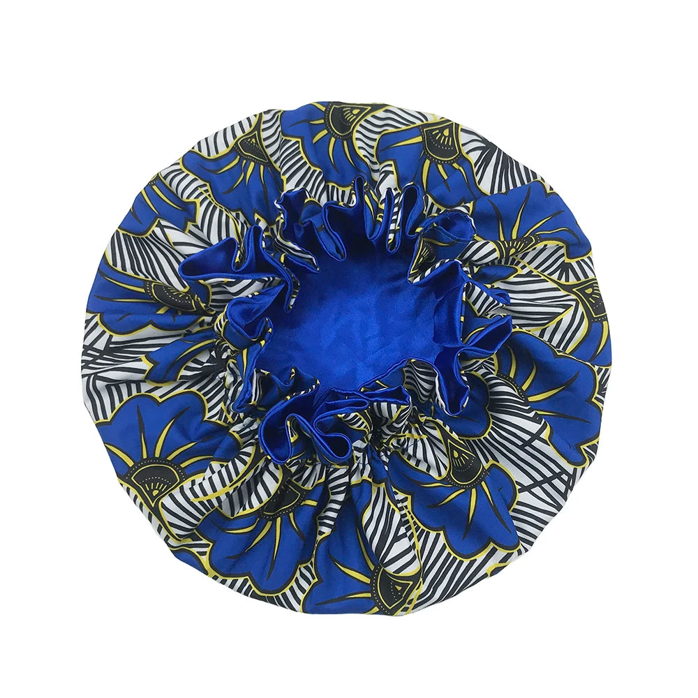 Double Layer Silky Satin Bonnet Women Sleeping Cap Large Reversible Satin Linned Night Sleep Headwrap Hat Hair Wrap Accessories