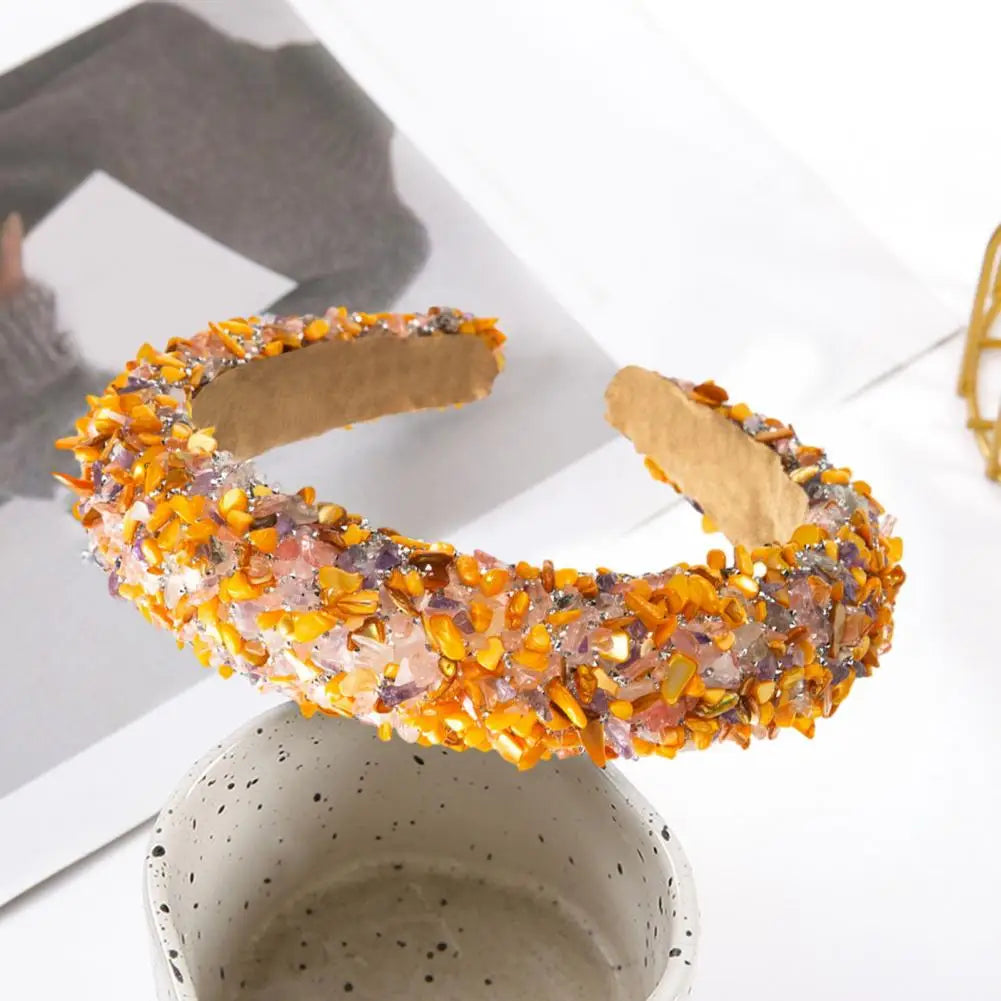 Women Headband Artificial Crystal Embellished Wide Band Headwear Elastic Anti-slip Luxury Fashion Ladies Hair Hoop Accessories