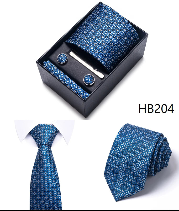 Cravate pour homme, tout nouveau style, cadeau de mariage, ensemble de pochettes, boîte à cravates, accessoires de costume noirs pour hommes