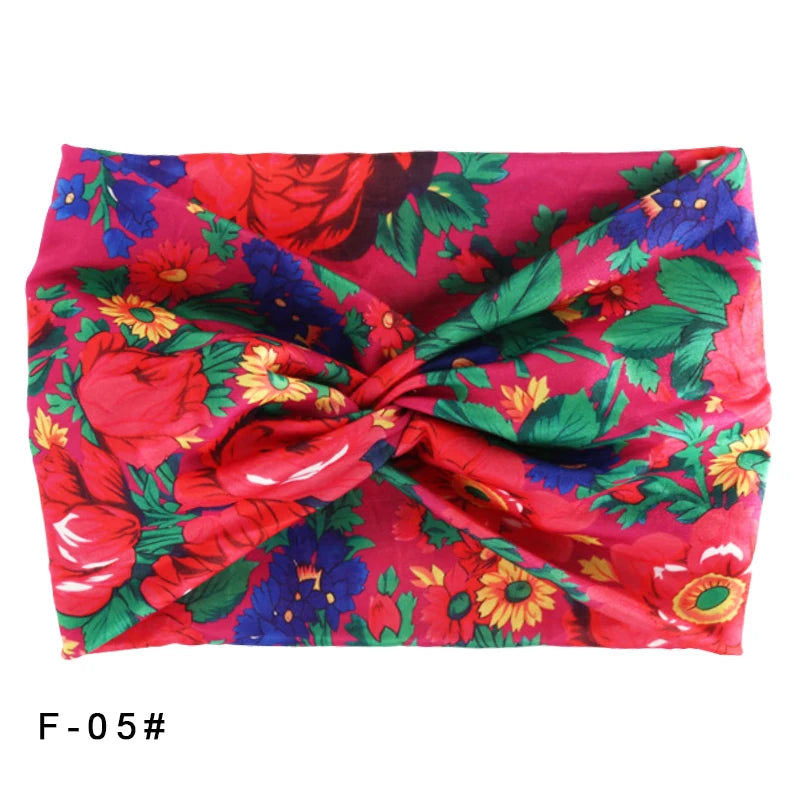 Printed Wide Elastic Headband Pilates Yoga Running Cycling Hairband Turban Makeup Hair Hoop Makeup Headwrap for Women Girl