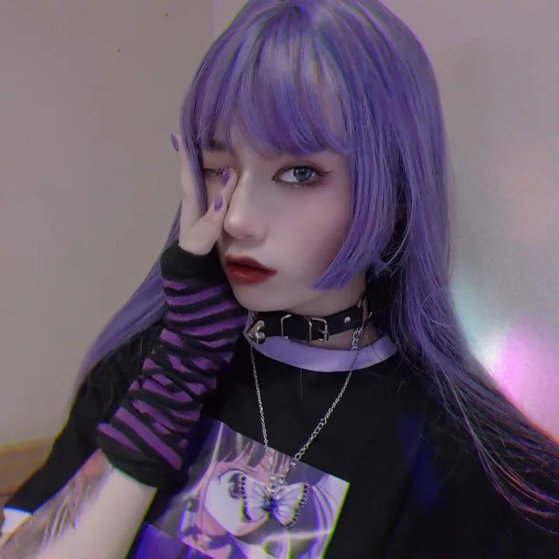 Anime Hand-Armwärmer für Damen und Mädchen, fingerlos, Gothic, lange Handschuhe, Armband, Armabdeckung, langärmelig, weich, gestreift, Ellenbogen, Strickhandschuhe