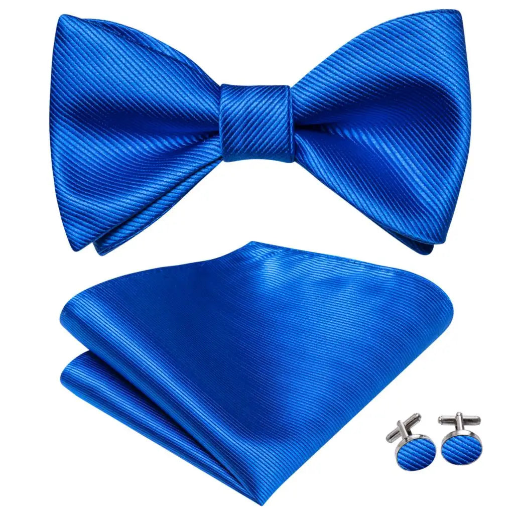Hi-Tie Ensemble nœud papillon en soie pour homme, mouchoir et boutons de manchette, bleu, rouge, or, noir, blanc, jacquard, nœud papillon, mariage, affaires