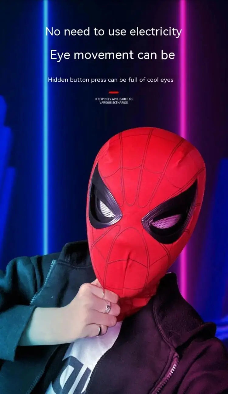 Spider Man Masks Can Blink Cosplay Helmet Moving Eyes Model Party Props Elastic Toys Adults Kids Halloween Christmas Gifts