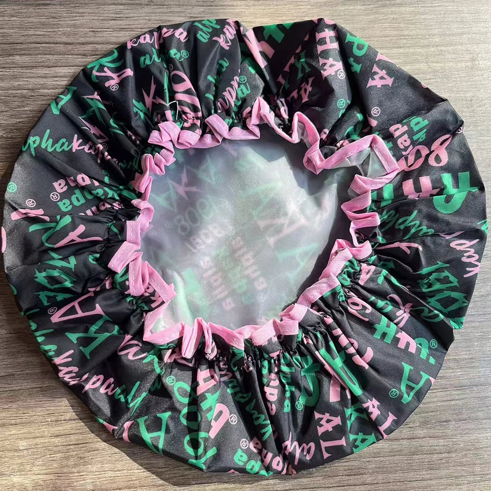 Bonnet de nuit/bonnet de douche noir, cadeaux de fête universitaire pour femmes, association de sœurs de sororité