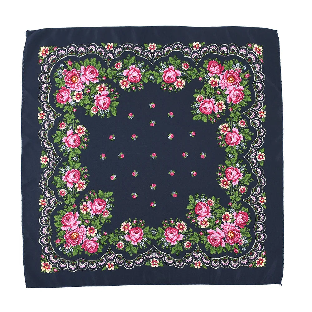 Foulard carré national russe de luxe pour femmes, 70 x 70 cm, imprimé floral, bandana, châle, bandeau, foulard, hijab, foulard